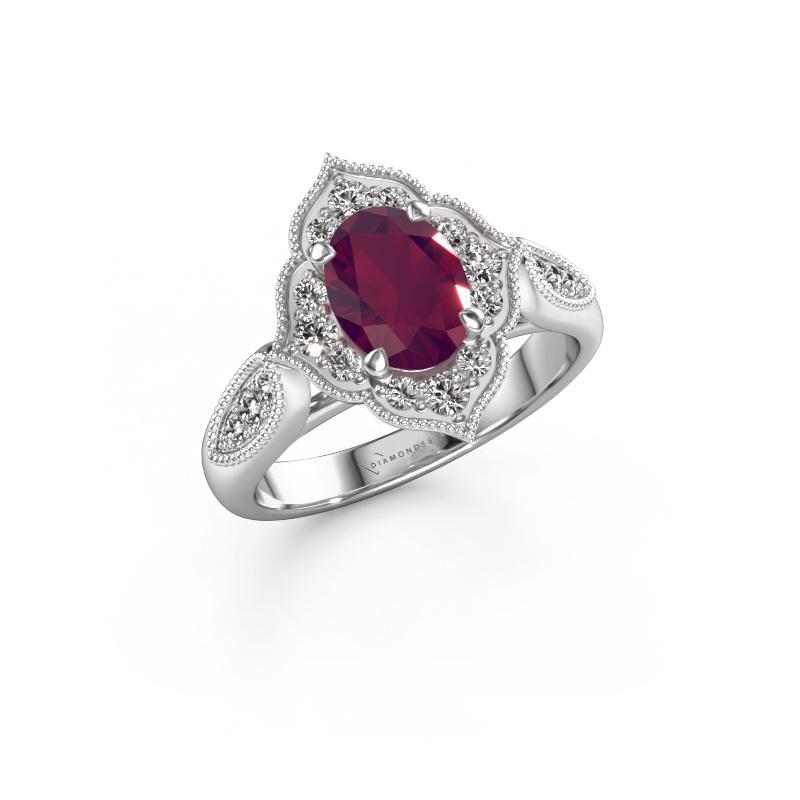 Image of Engagement ring Rosan 950 platinum Rhodolite 8x6 mm