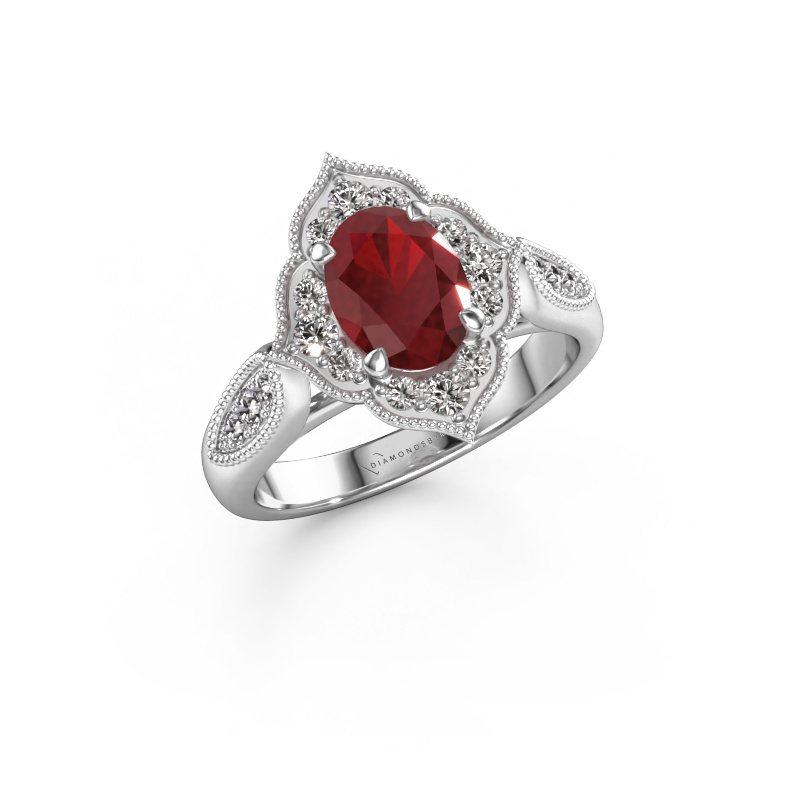 Image of Engagement ring Rosan 950 platinum Ruby 8x6 mm
