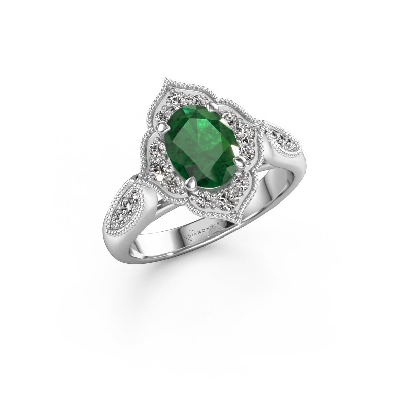 Image of Engagement ring Rosan 950 platinum Emerald 8x6 mm