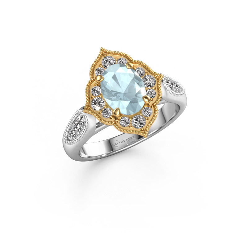 Bild von Verlobungsring Rosan 585 Weißgold Aquamarin 8x6 mm