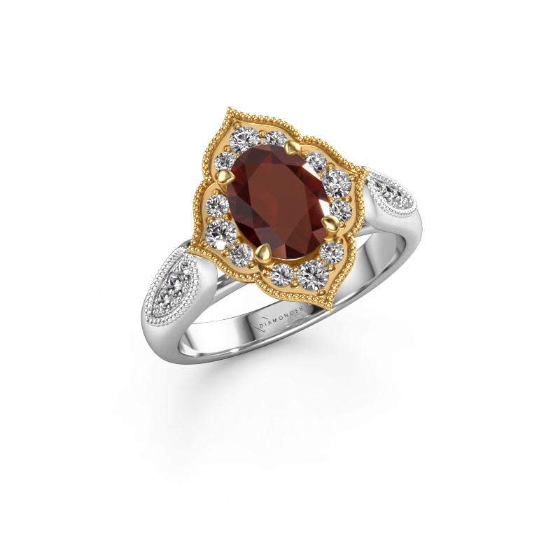 Image of Engagement ring Rosan 585 white gold Garnet 8x6 mm