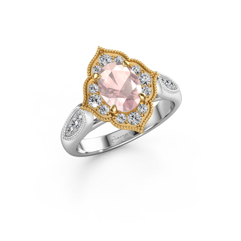 Image of Engagement ring Rosan 585 white gold Morganite champagne 8x6 mm