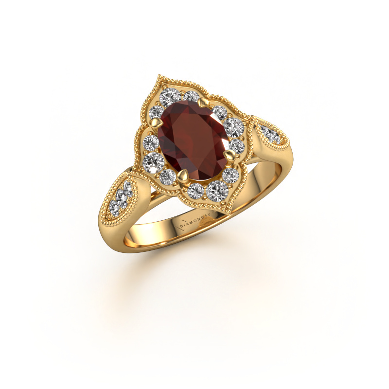 Image of Engagement ring Rosan 585 gold Garnet 8x6 mm