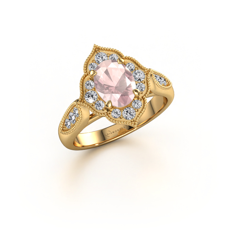 Image of Engagement ring Rosan 585 gold Morganite champagne 8x6 mm
