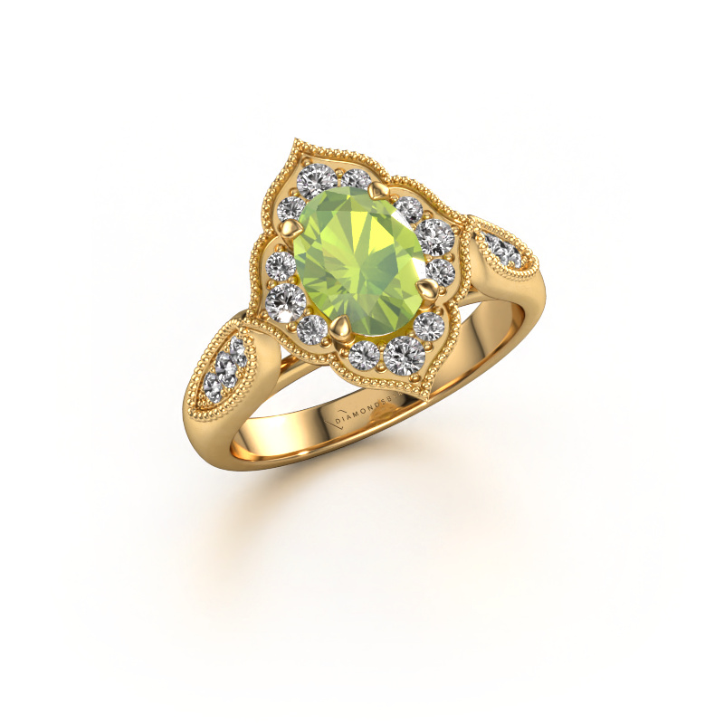 Image of Engagement ring Rosan 585 gold Peridot 8x6 mm