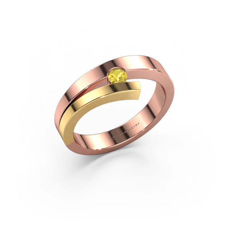 Image de Bague Rosario 585 or rose Saphir jaune 3 mm