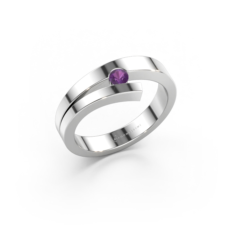 Immagine di Anello Rosario 585 oro bianco Ametista 3 mm