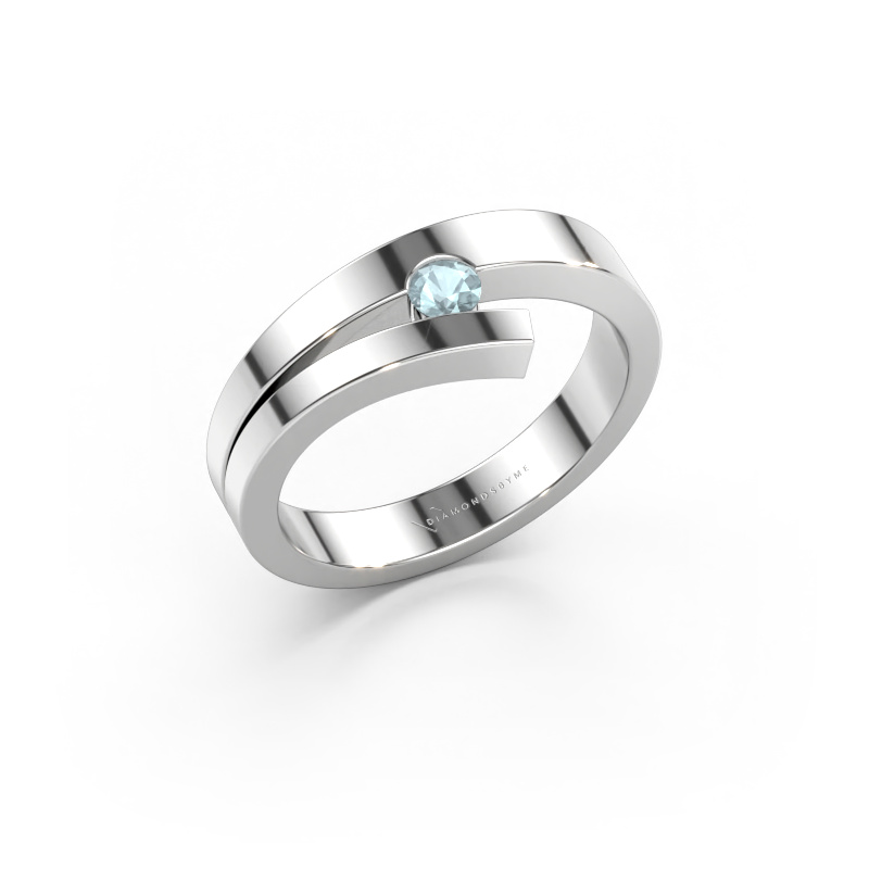 Immagine di Anello Rosario 585 oro bianco Acquamarina 3 mm