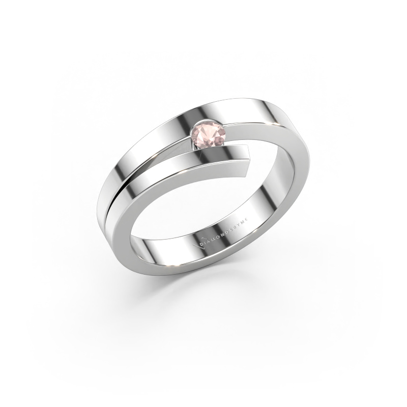 Immagine di Anello Rosario 585 oro bianco Morganite champagne 3 mm