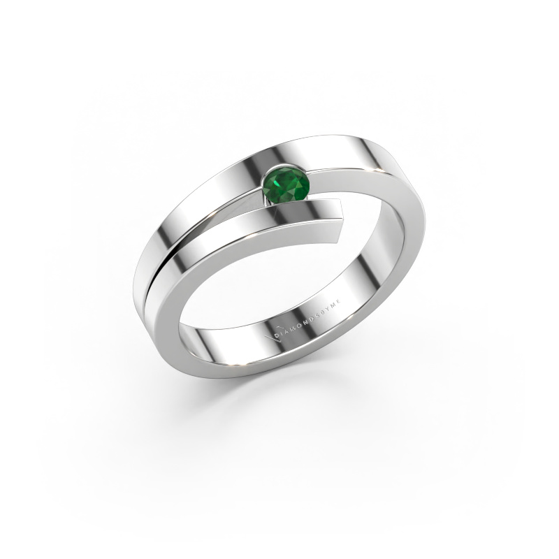 Immagine di Anello Rosario 585 oro bianco Smeraldo 3 mm
