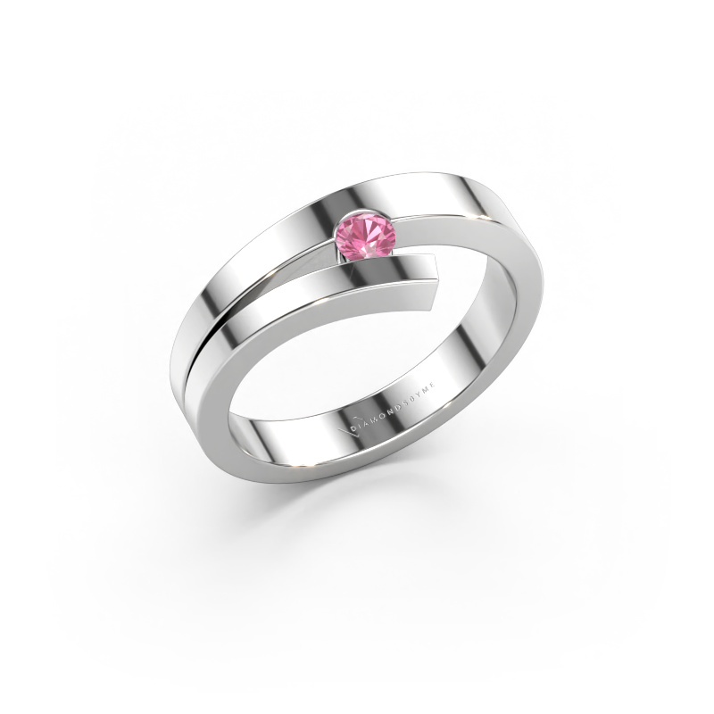 Immagine di Anello Rosario 585 oro bianco Zaffiro rosa 3 mm