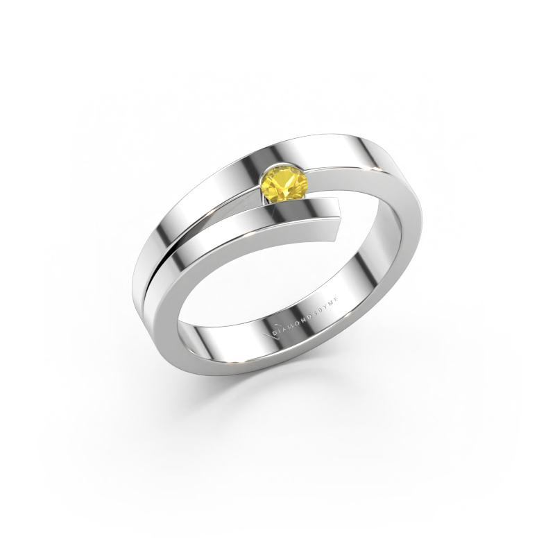 Immagine di Anello Rosario 585 oro bianco Zaffiro giallo 3 mm