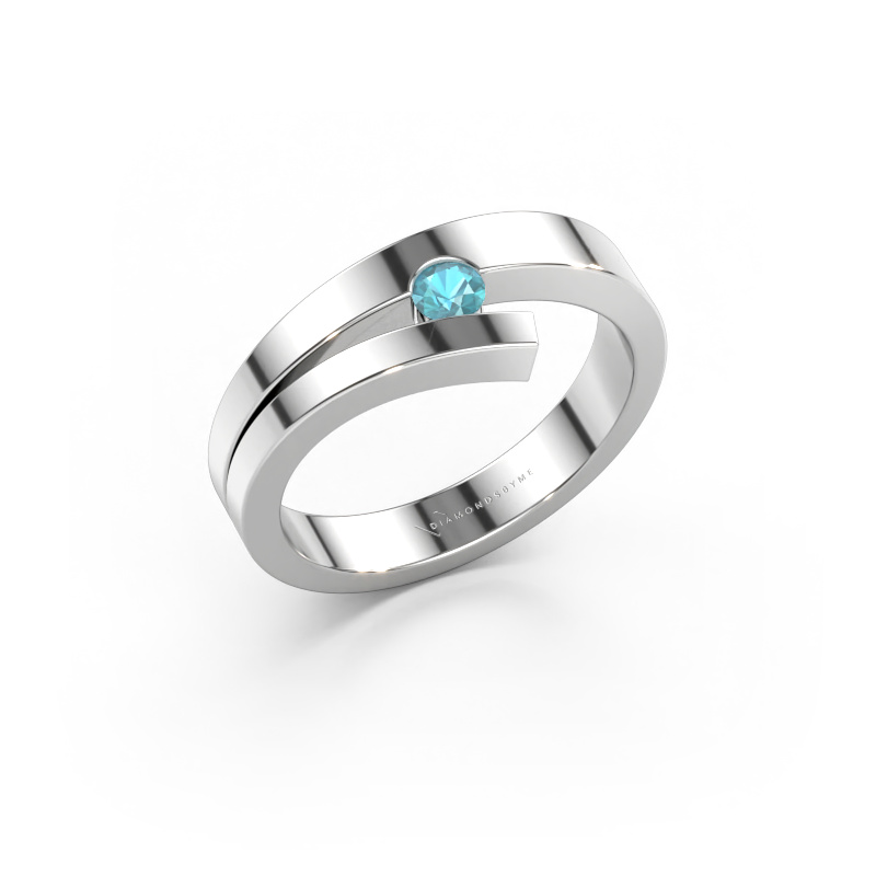 Immagine di Anello Rosario 585 oro bianco Topazio blu 3 mm
