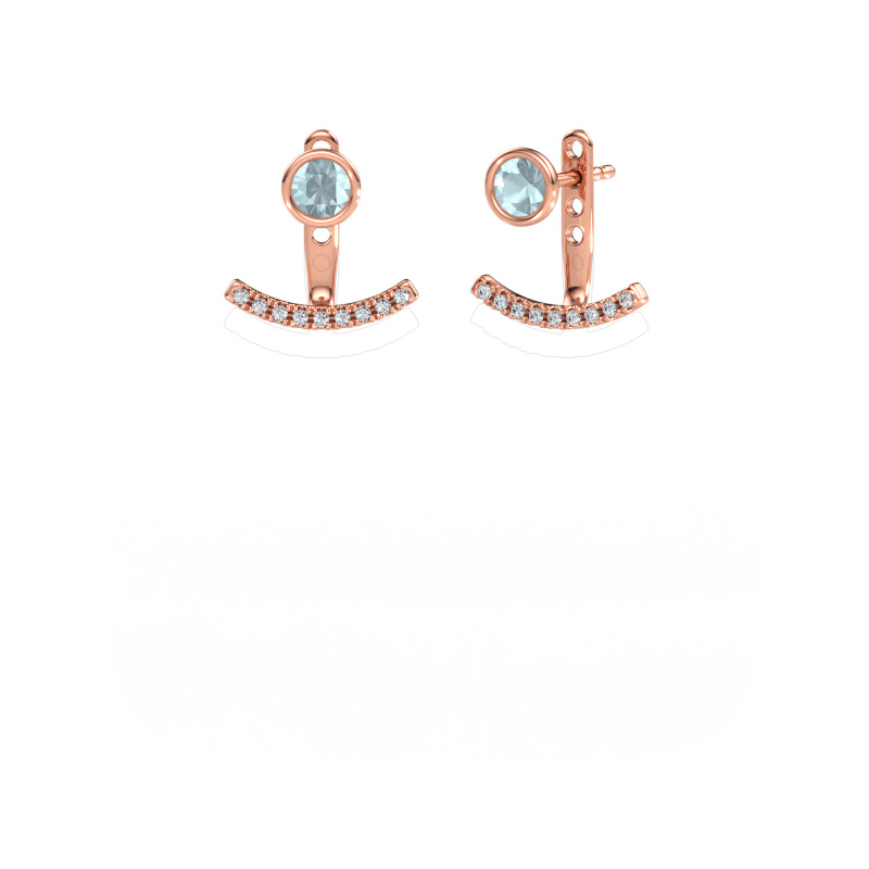 Image de Boucles d'oreilles Rosetta 585 or rose Aigue-marine 4 mm