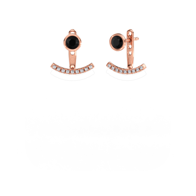 Image de Boucles d'oreilles Rosetta 585 or rose Diamant noir 0.72 crt