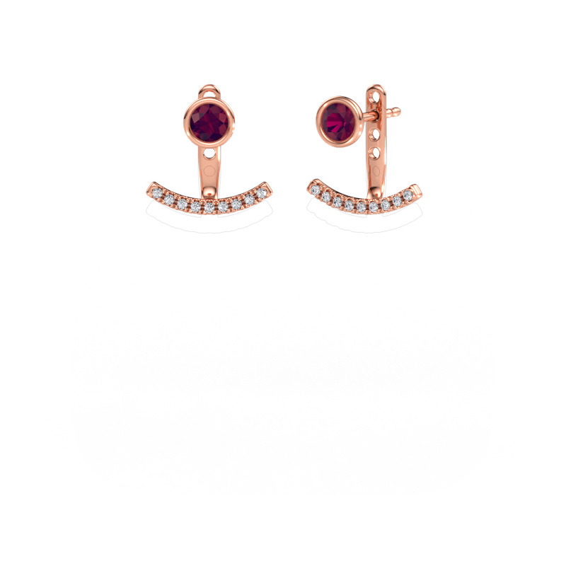 Immagine di Orecchini Rosetta 585 oro rosa Rodolite 4 mm