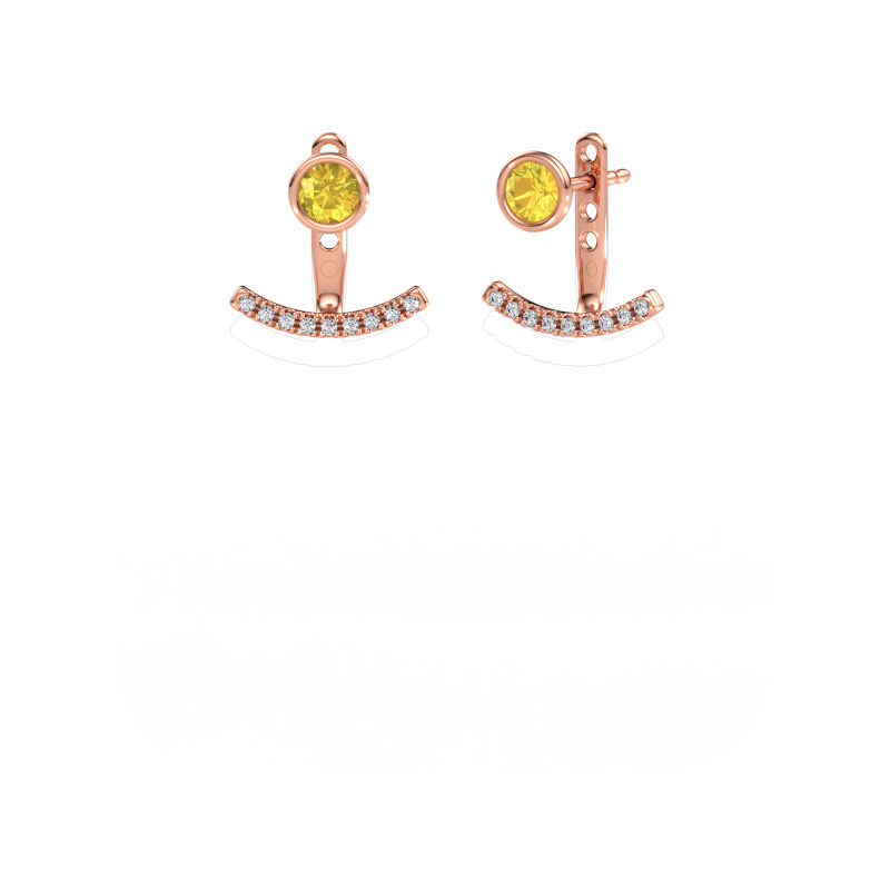 Image de Boucles d'oreilles Rosetta 585 or rose Saphir jaune 4 mm
