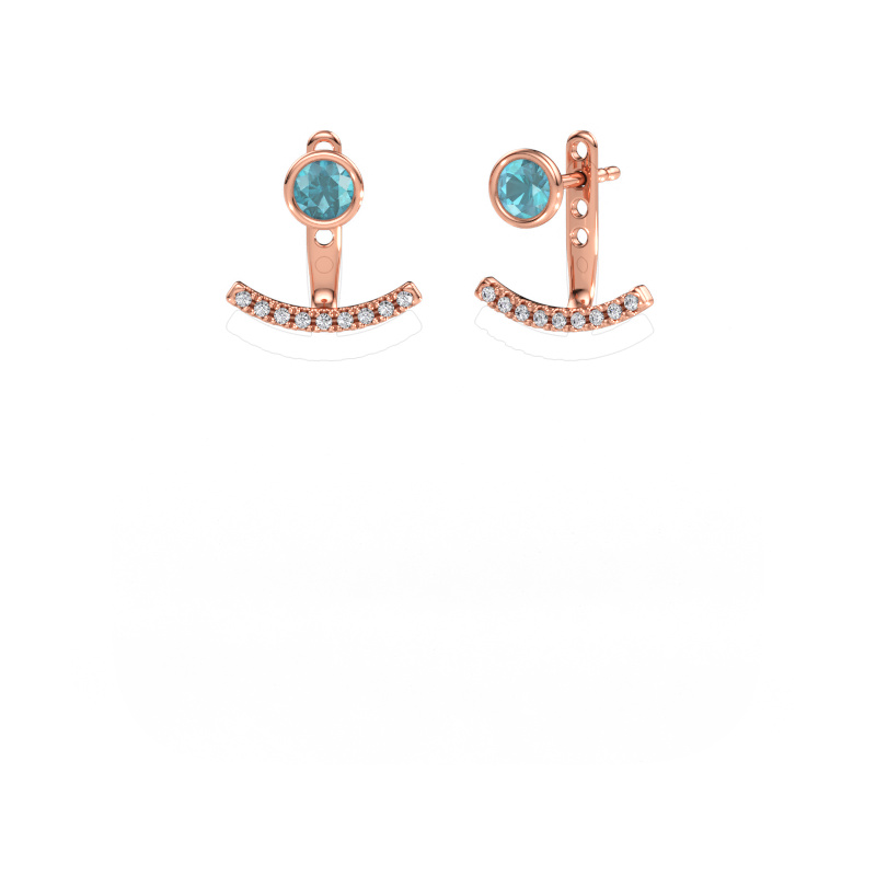Immagine di Orecchini Rosetta 585 oro rosa Topazio blu 4 mm