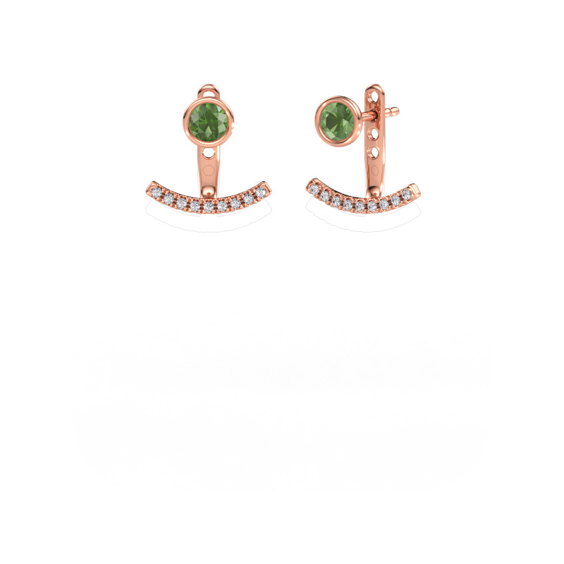 Immagine di Orecchini Rosetta 585 oro rosa Tormalina verde 4 mm
