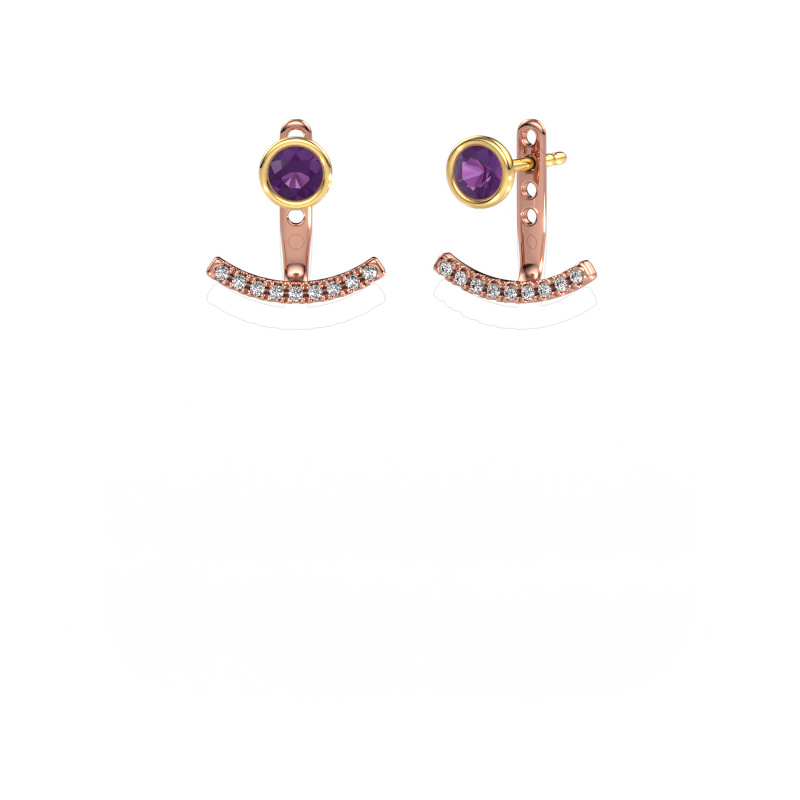 Image of Earrings Rosetta 585 rose gold Amethyst 4 mm