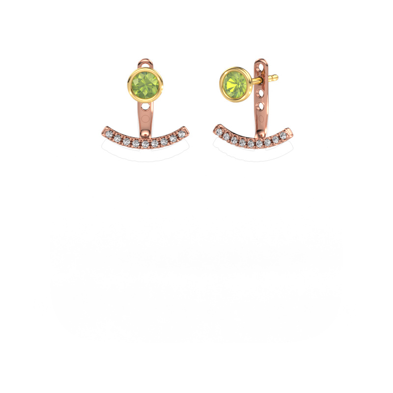 Image of Earrings Rosetta 585 rose gold Peridot 4 mm