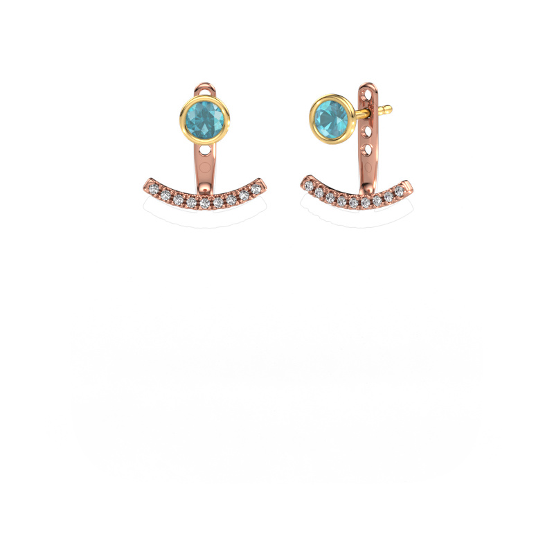 Bild von Ohrringe Rosetta 585 Roségold Blau Topas 4 mm