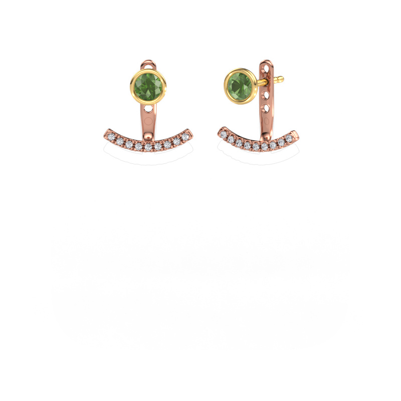 Image of Earrings Rosetta 585 rose gold Tourmaline green 4 mm
