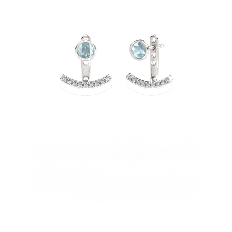 Immagine di Orecchini Rosetta 585 oro bianco Acquamarina 4 mm
