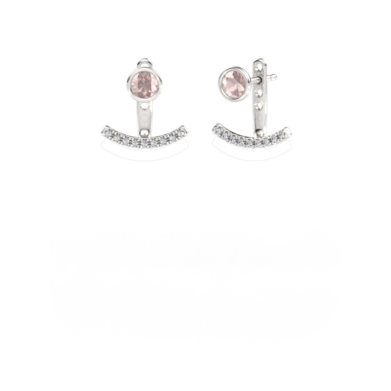Immagine di Orecchini Rosetta 585 oro bianco Morganite champagne 4 mm