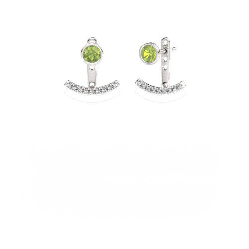 Image de Boucles d'oreilles Rosetta 585 or blanc Péridot 4 mm