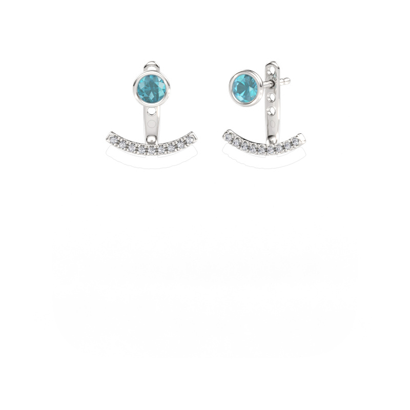Immagine di Orecchini Rosetta 585 oro bianco Topazio blu 4 mm
