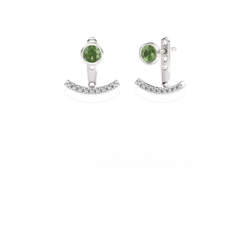 Immagine di Orecchini Rosetta 585 oro bianco Tormalina verde 4 mm