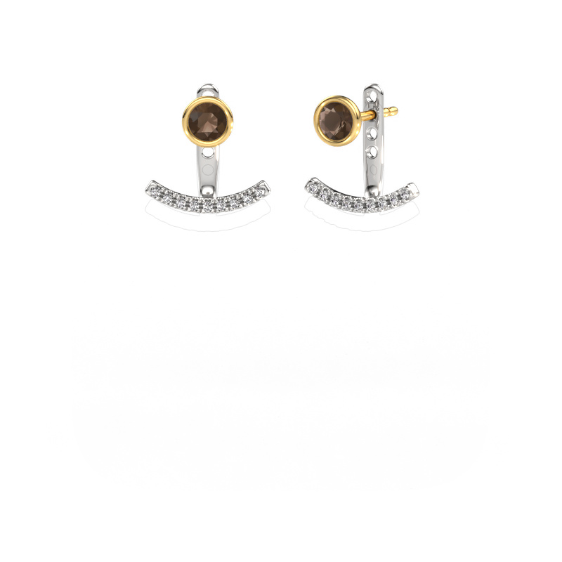 Image of Earrings Rosetta 585 white gold Smokey quartz 4 mm