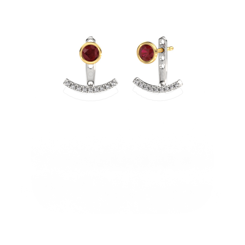 Image de Boucles d'oreilles Rosetta 585 or blanc Rubis 4 mm