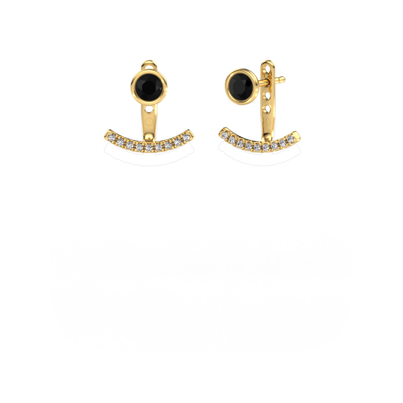 Image de Boucles d'oreilles Rosetta 585 or jaune Diamant noir 0.72 crt