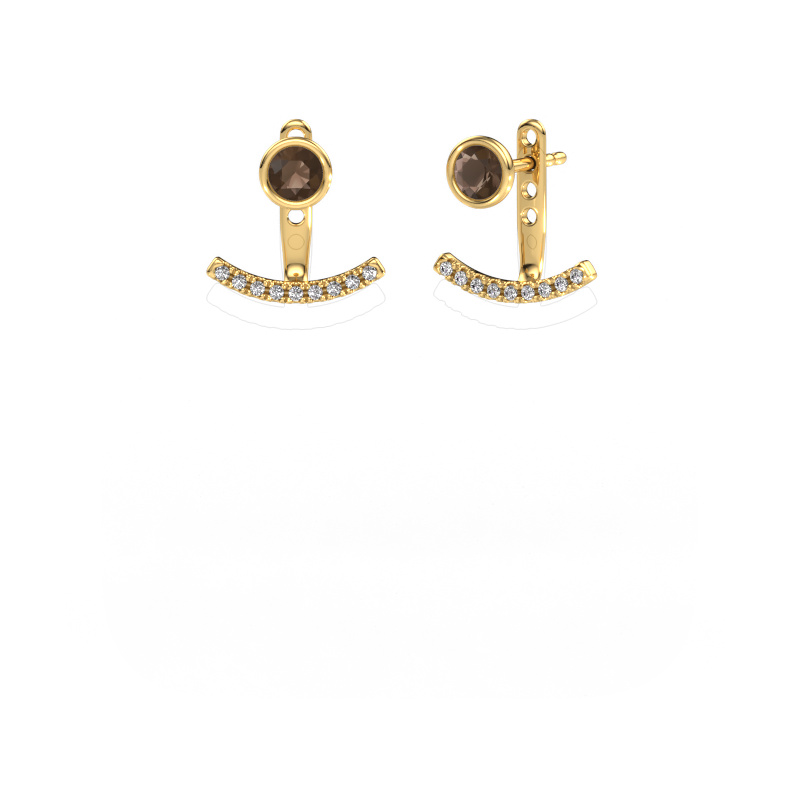 Image of Earrings Rosetta 585 gold Smokey quartz 4 mm