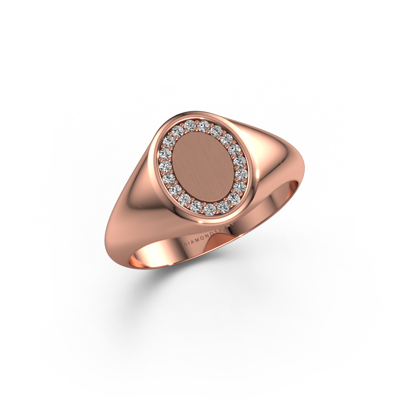 Image of Signet ring Rosy Oval 1  585 rose gold Lab grown diamond 0.143 crt