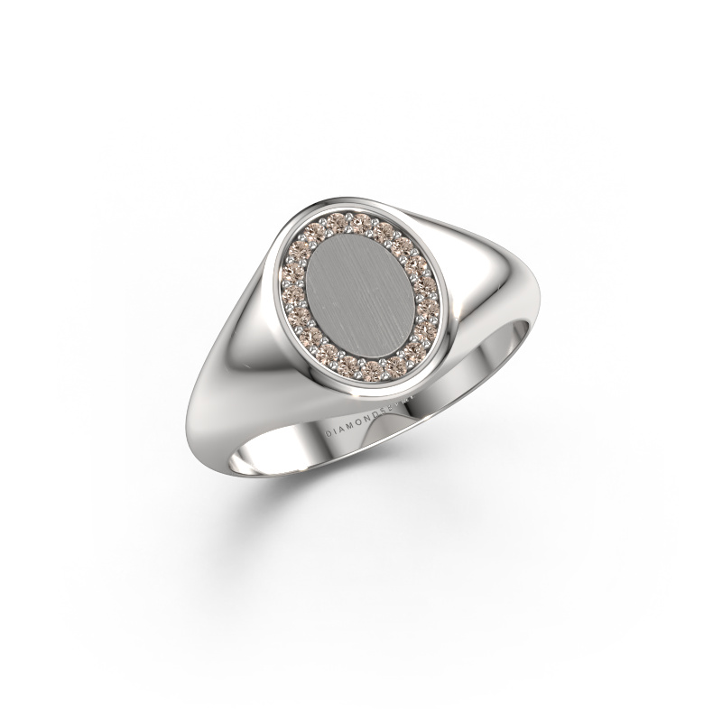 Bild von Siegelring Rosy Oval 1  585 Weißgold Braun Diamant 0.143 crt
