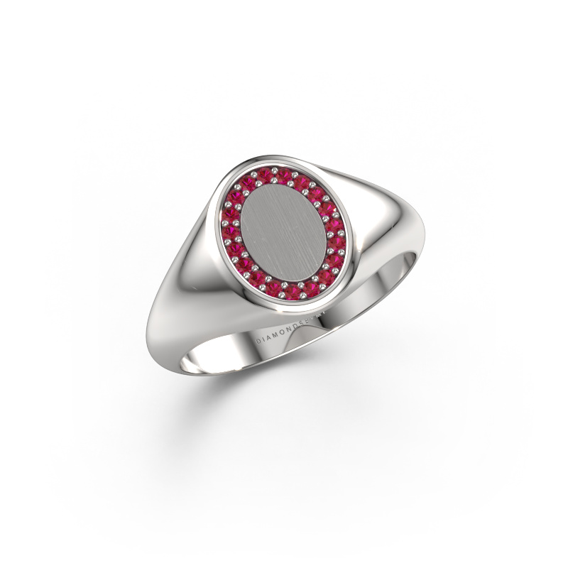 Image de Chevalière Rosy Oval 1  950 platine Rubis 1.2 mm
