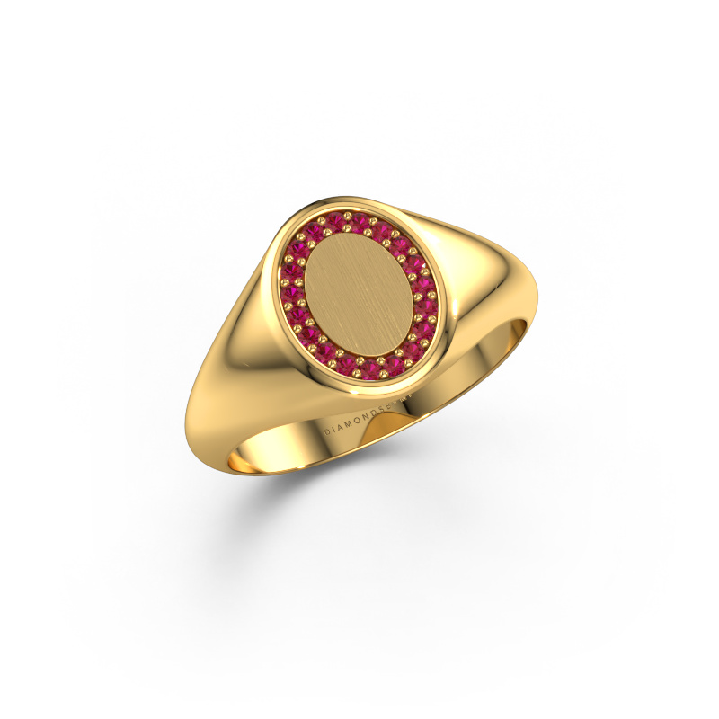Image of Signet ring Rosy Oval 1  585 gold Ruby 1.2 mm