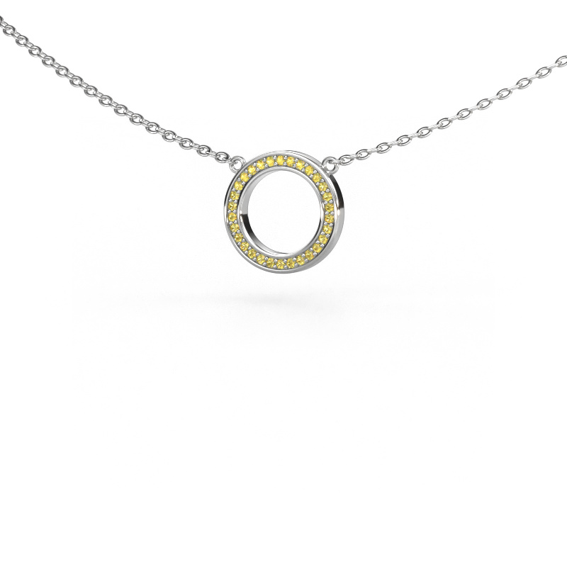 Image of Pendant Round 1 585 white gold Yellow sapphire 0.8 mm