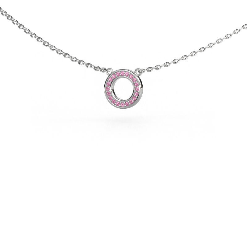 Image of Pendant Round 2 585 white gold Pink sapphire 0.8 mm