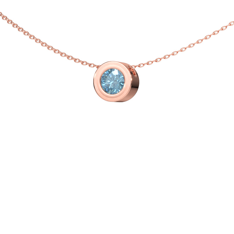 Immagine di Ciondolo Ise 585 oro rosa Diamante lab grown blu 5 mm