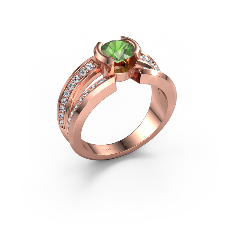Afbeelding van Heren ring Rowan 585 Rosé goud Toermalijn groen 6.5 mm