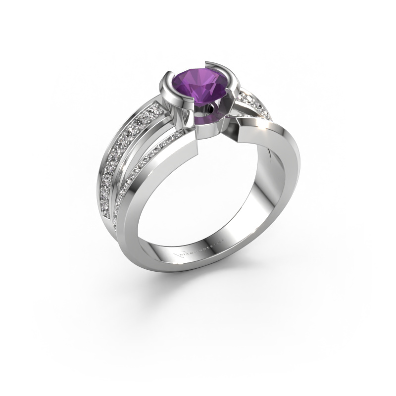 Image of Men's ring Rowan 950 platinum Amethyst 6.5 mm