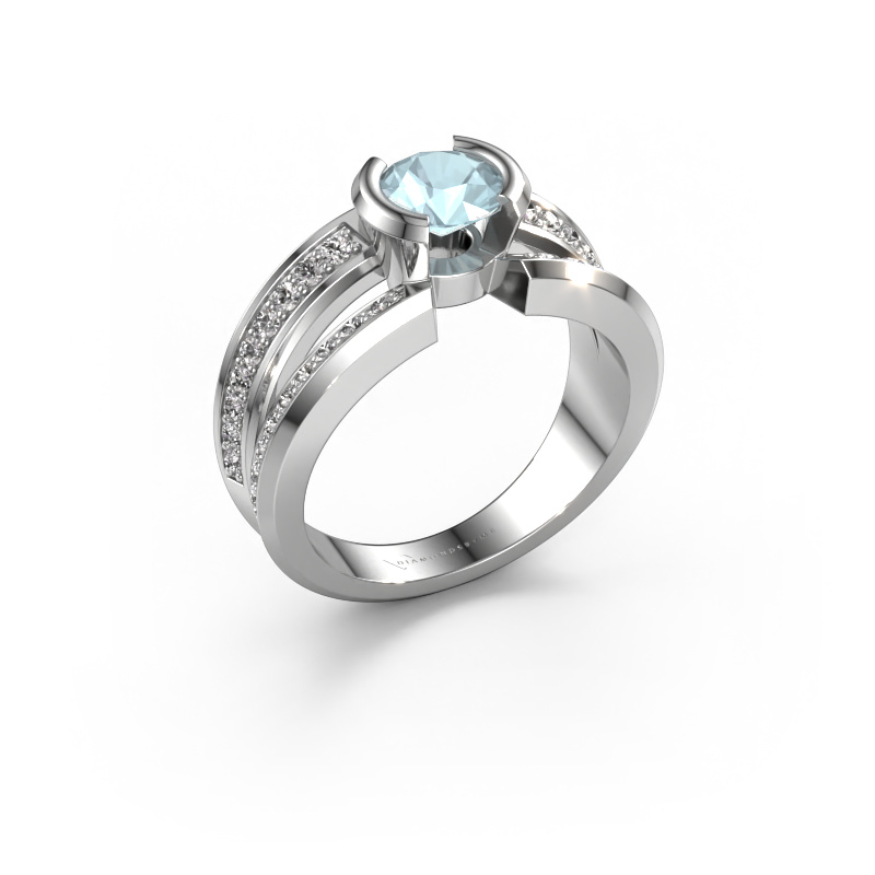 Image of Men's ring Rowan 585 white gold Aquamarine 6.5 mm