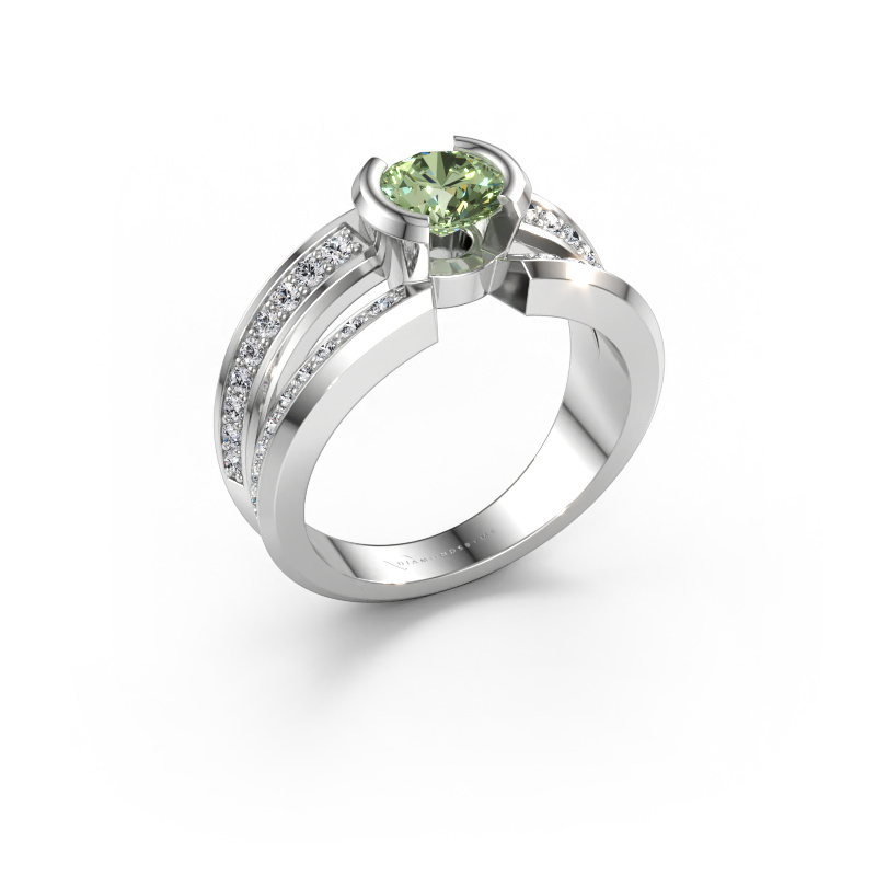 Immagine di Anello da uomo Rowan 950 platino Diamante lab grown verde 6.5 mm