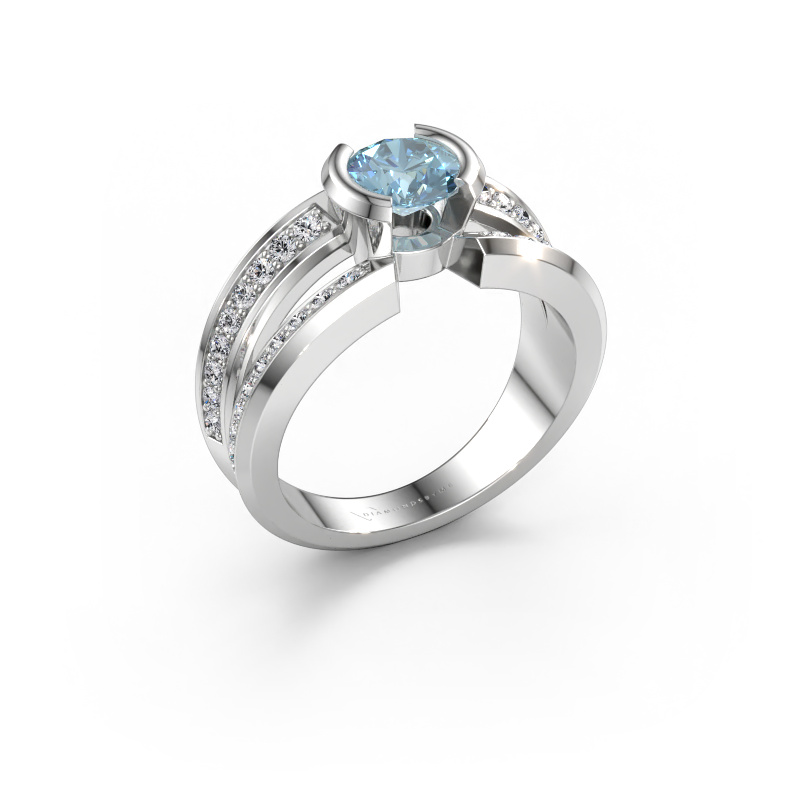 Immagine di Anello da uomo Rowan 585 oro bianco Diamante lab grown blu 6.5 mm