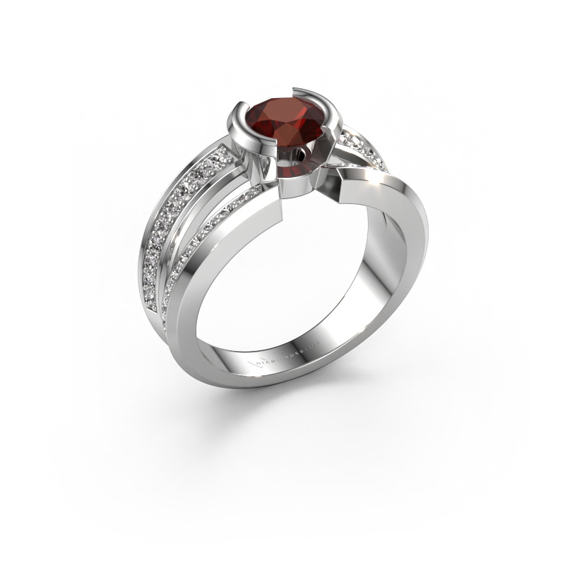 Image of Men's ring Rowan 950 platinum Garnet 6.5 mm