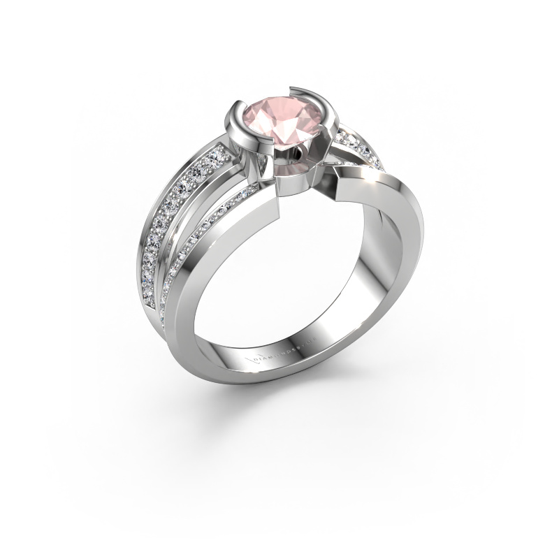 Afbeelding van Heren ring Rowan 585 Witgoud Morganiet champagne 6.5 mm